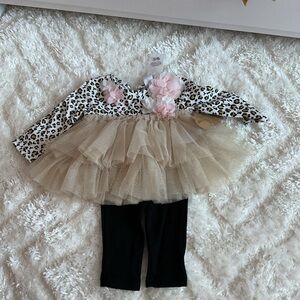 Leopard Print Tutu Dress with Black Leggings